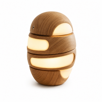 PanvmDa™ Modular Portable Wooden LED Table Lamp, Magnetic Charging Warm Night Light, Rechargeable Bedside Lamp, Modern Wood Grain Ambient Light for Bedroom, Living Room, Nursery, Reading Nook, Desk & Home Décor