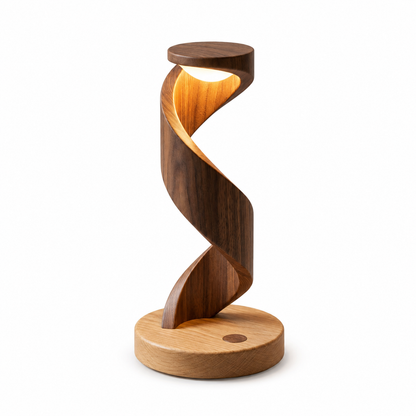 PanvmDa™ Sculptural Walnut Accent Light – Modern Wooden Table Lamp with Touch Control, Warm Ambient Glow, Decorative Bedside Lamp for Bedroom, Living Room, Office & Reading Nook